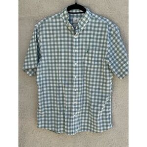 Johnnie-O Men’s Large Hangin Out Green Plaid Short Sleeve Shirt